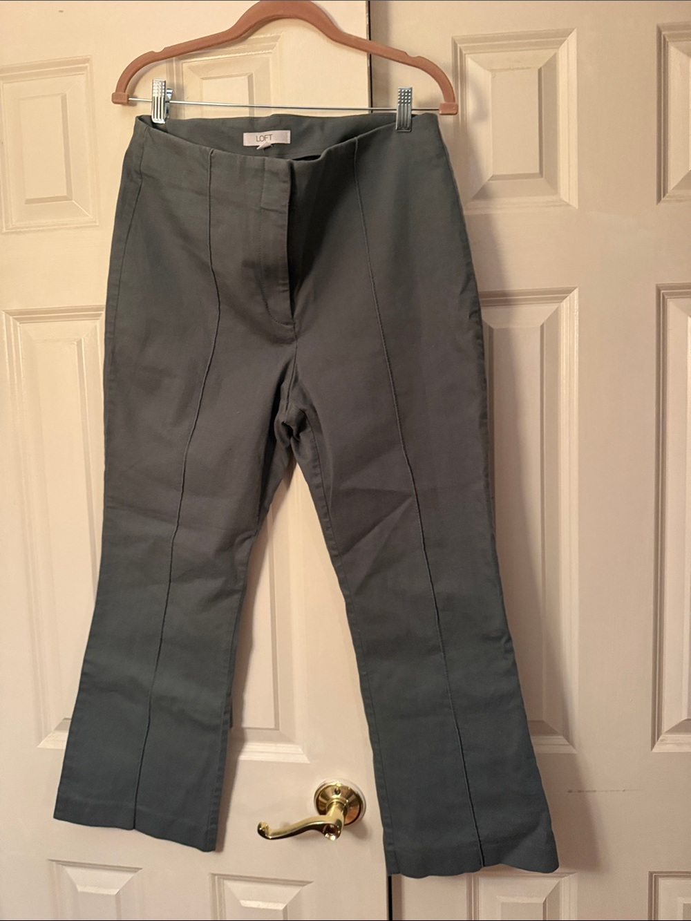 LOFT Green Tailored Flare Chinos